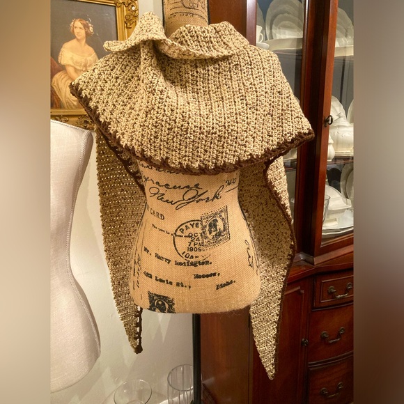 Beautiful tweed shawl scarf wrap with edging HANDMADE NEW lovingly crafted - Picture 9 of 14